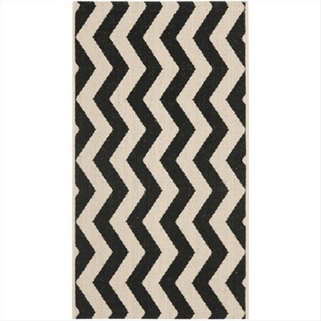 Safavieh 2 Ft. -7 In. X 5 Ft. Small Rectangle Indoor-Outdoor Courtyard- Black And Beige- Machine Made Rug CY6245-256-3